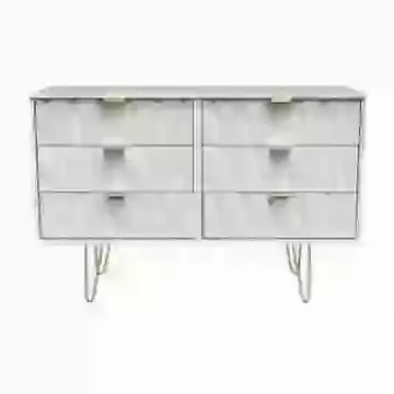 Diamond 6 Drawer Twin Chest Gold Legs Gold Legs In White,Pink,Blue,Grey Or Bardolino